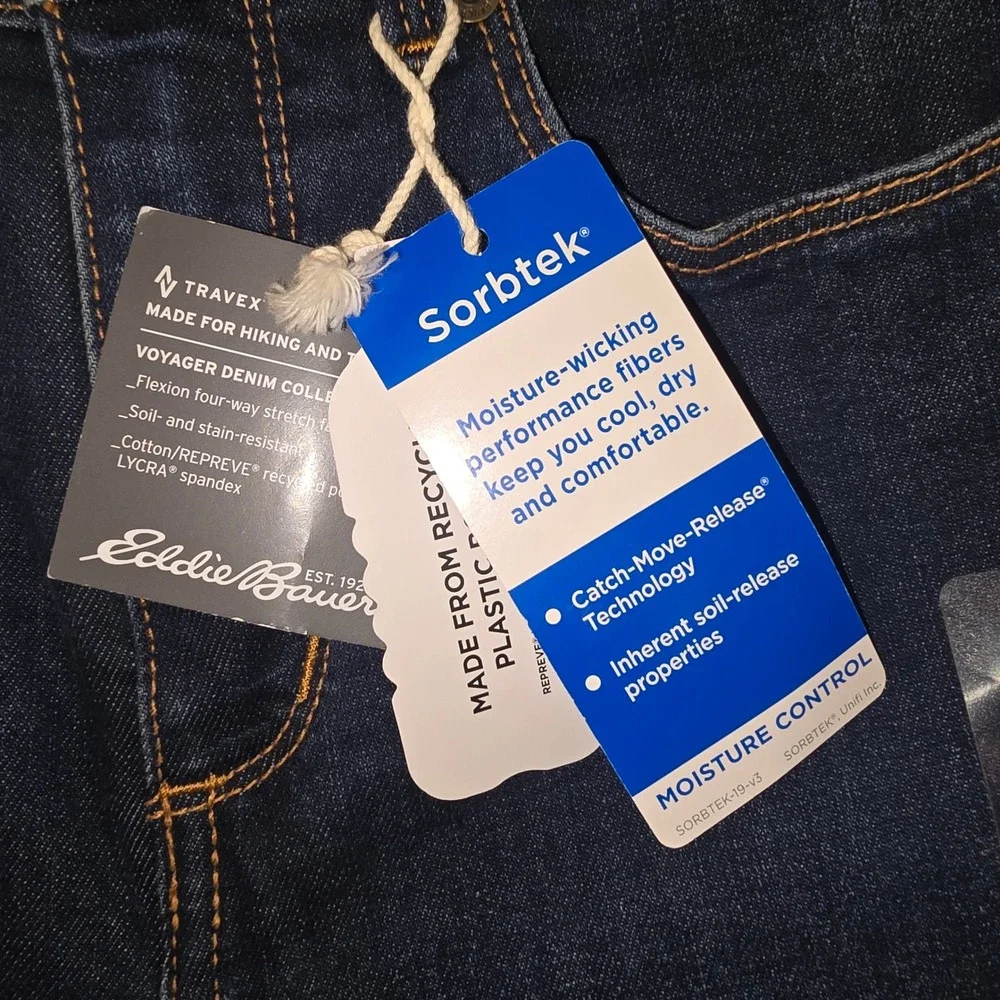Eddie Bauer Voyager Denim Jeans 2 Womens Blue Travex High Rise Skinny Sorbtek